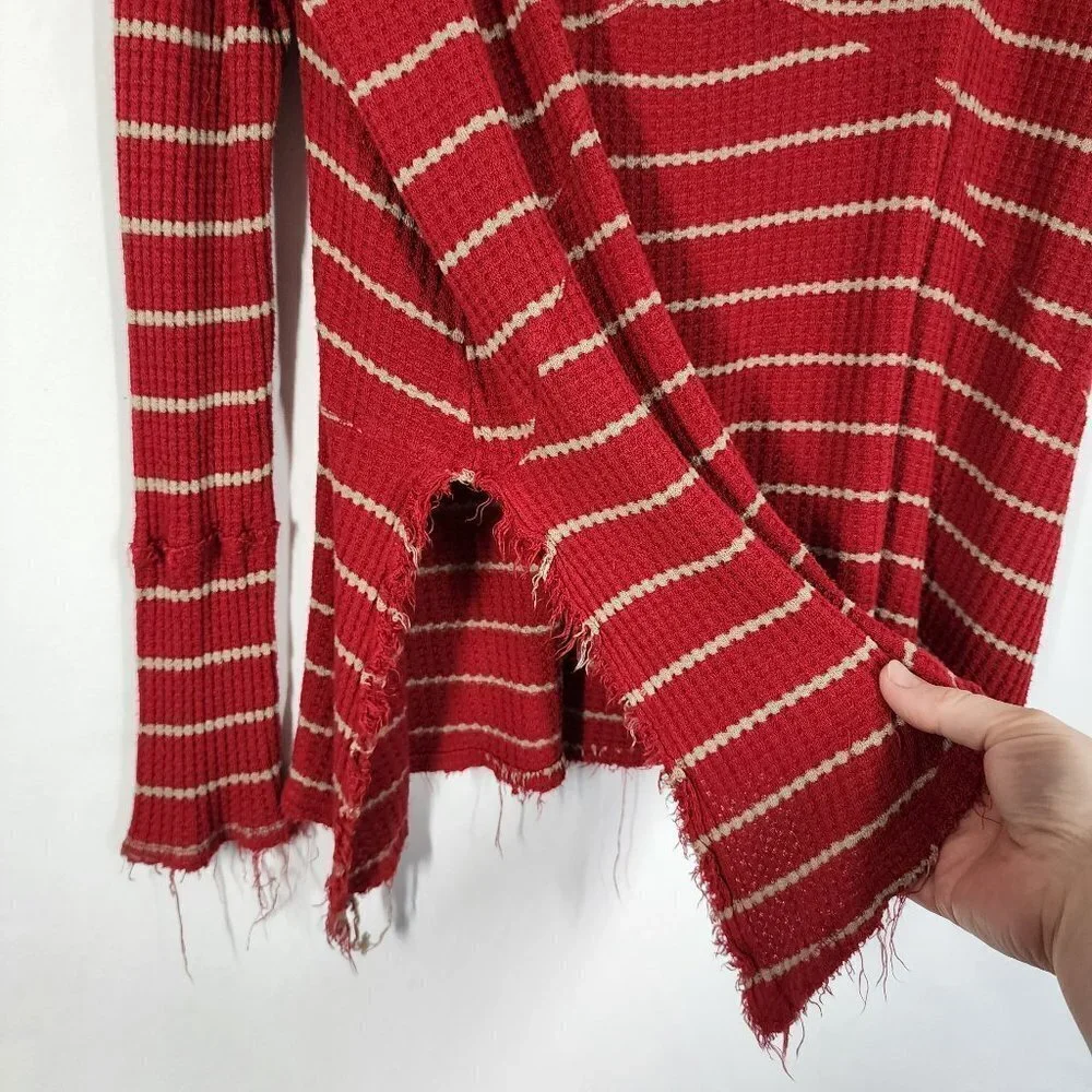 Free People Striped Sunset‎ Park Thermal Tunic Waffle Knit Bohemian sz Medium